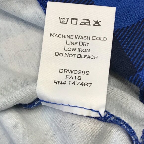 Draper James‎ Faux Wrap Dress Women's Size Small Buffalo Plaid Nassau Navy Rayon - Picture 11 of 11